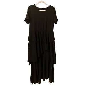 SHEIN Elegant Black Tiered Maxi Dress